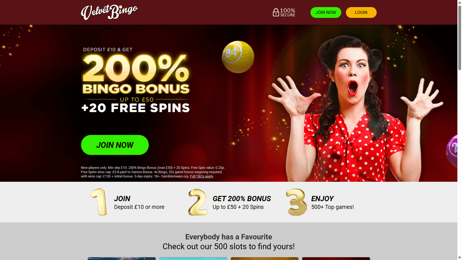 Velvet Bingo Casino Desktop screenshot